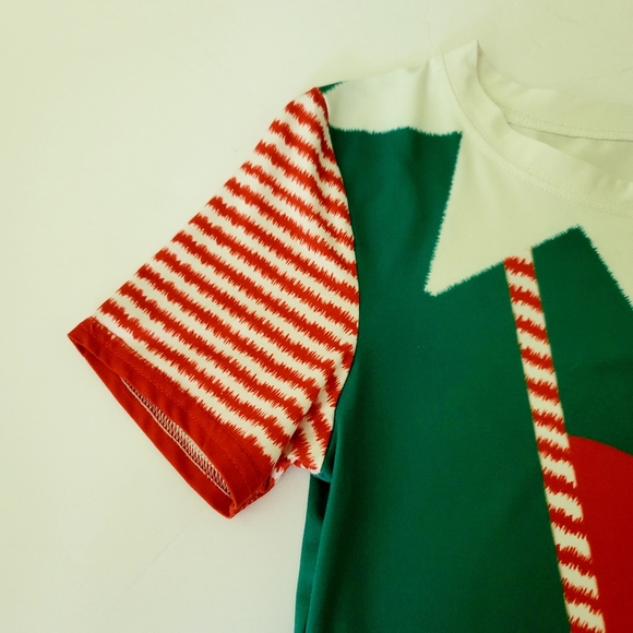 SALE! Christmas Elf dress size S green red print holiday short sleeve - Picture 3 of 8